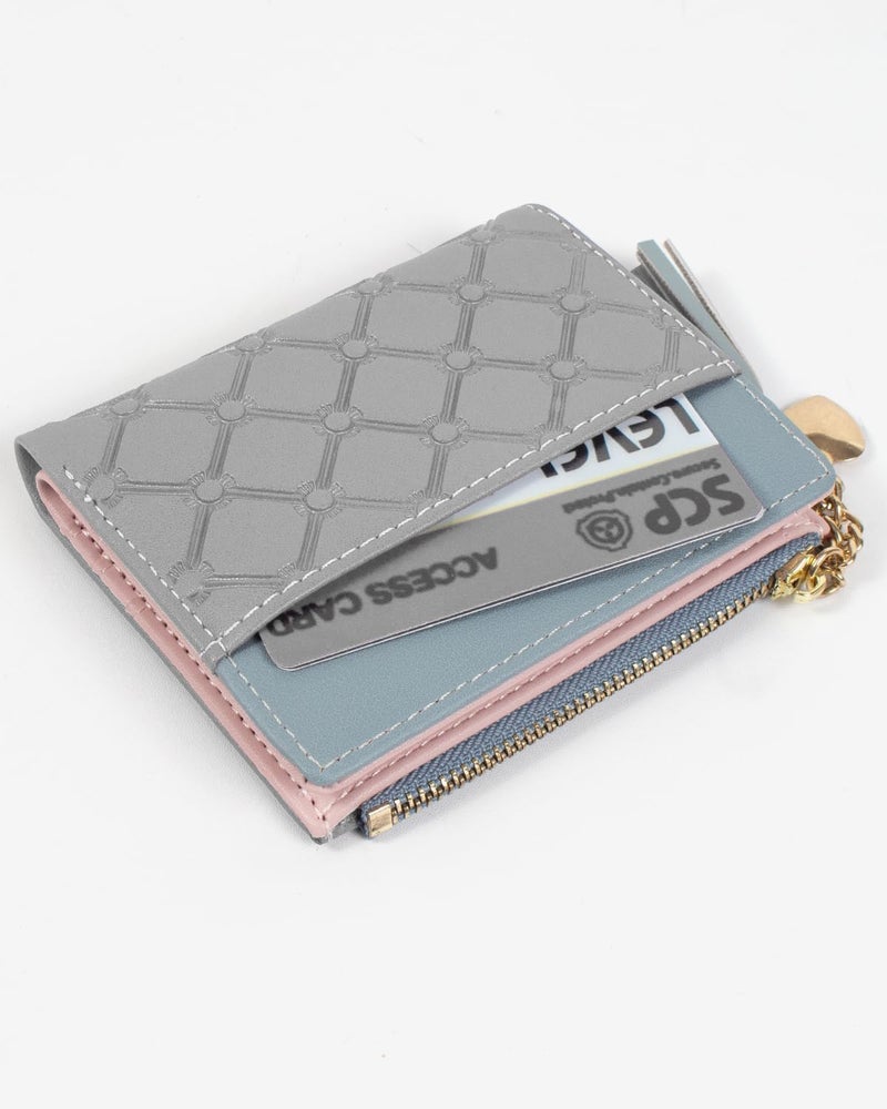KOTORA Womens Small Wallet Girls Tiny Slim Wallets Pretty Mini Card Holder Thin Short Zip Coin Purse with Love Pendant and Tassels (Z-Gray) - Image 3